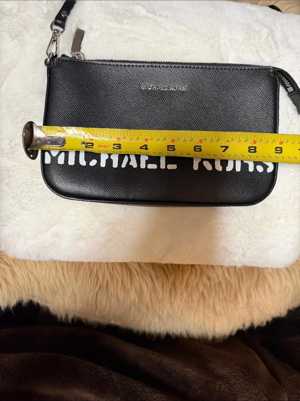 Michael Kors Saylor Large Leather Pouchette Wristlet Black